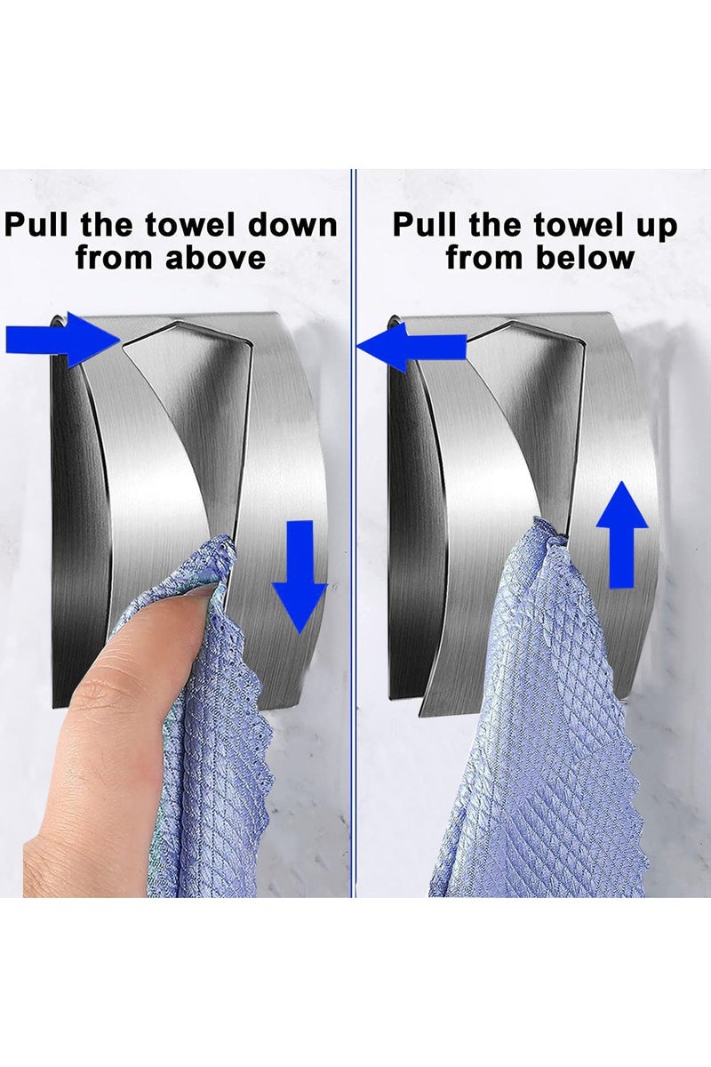 Self Adhesive Towel Holders Stainless Steel Tea Towel Hook Rack Towel Cloth Holders No Drilling Hand Towel Hooks for Kitchen Bathroom Wall and Door 4 Pcs - Image 5