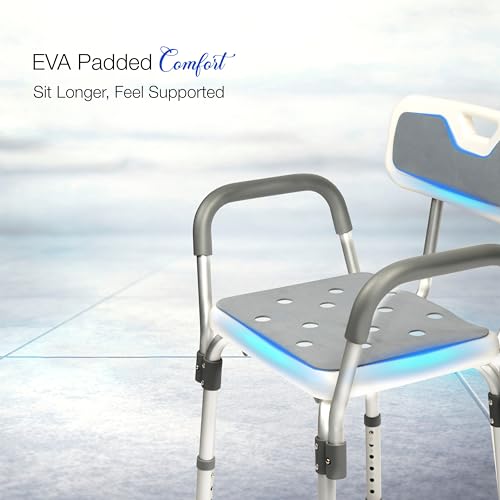 VMS Careline Shower Shower Chairs,Height Adjustable, Tool-Free Assembly Shower Chair with Anti-Slip Rubber Tips for Safety of Seniors & Elderly - Image 2