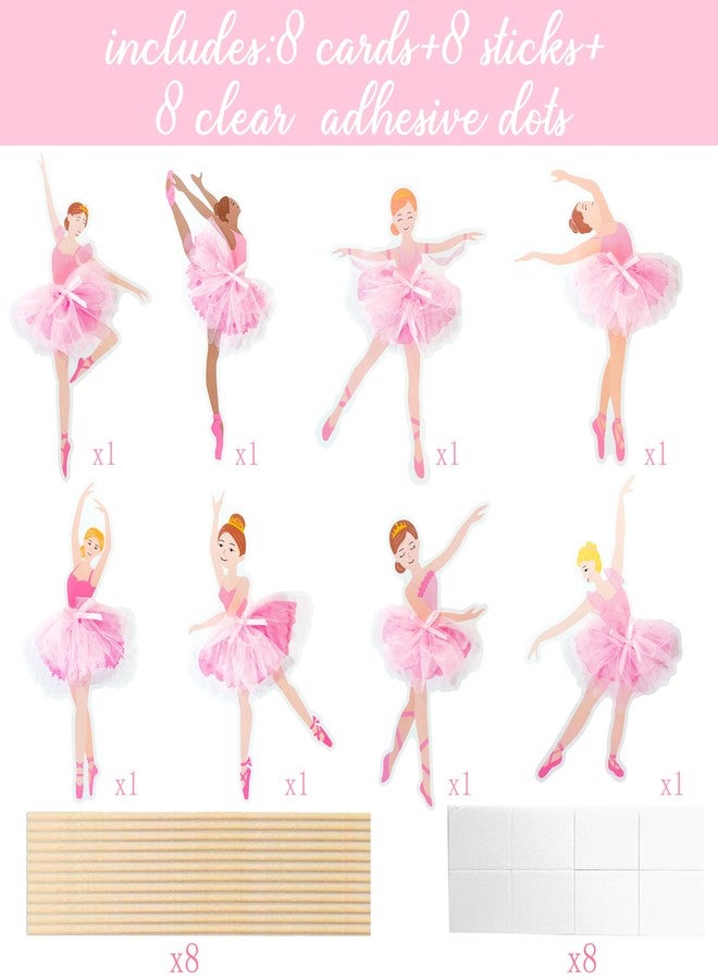 اوموني زينة طاولة على شكل راقصة باليه، 8 قطع، زينة طاولة لحفلات رقص الباليه، زينة طاولة لحفلات راقصات الباليه، مستلزمات حفلات الزفاف وحفلات استقبال المولود الجديد ذات الطابع الراقص - Image 3