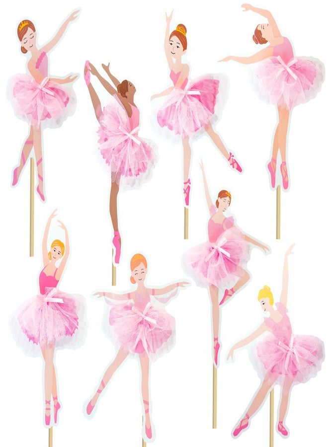 اوموني زينة طاولة على شكل راقصة باليه، 8 قطع، زينة طاولة لحفلات رقص الباليه، زينة طاولة لحفلات راقصات الباليه، مستلزمات حفلات الزفاف وحفلات استقبال المولود الجديد ذات الطابع الراقص - Image 1
