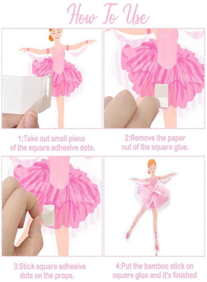 اوموني زينة طاولة على شكل راقصة باليه، 8 قطع، زينة طاولة لحفلات رقص الباليه، زينة طاولة لحفلات راقصات الباليه، مستلزمات حفلات الزفاف وحفلات استقبال المولود الجديد ذات الطابع الراقص - Image 4