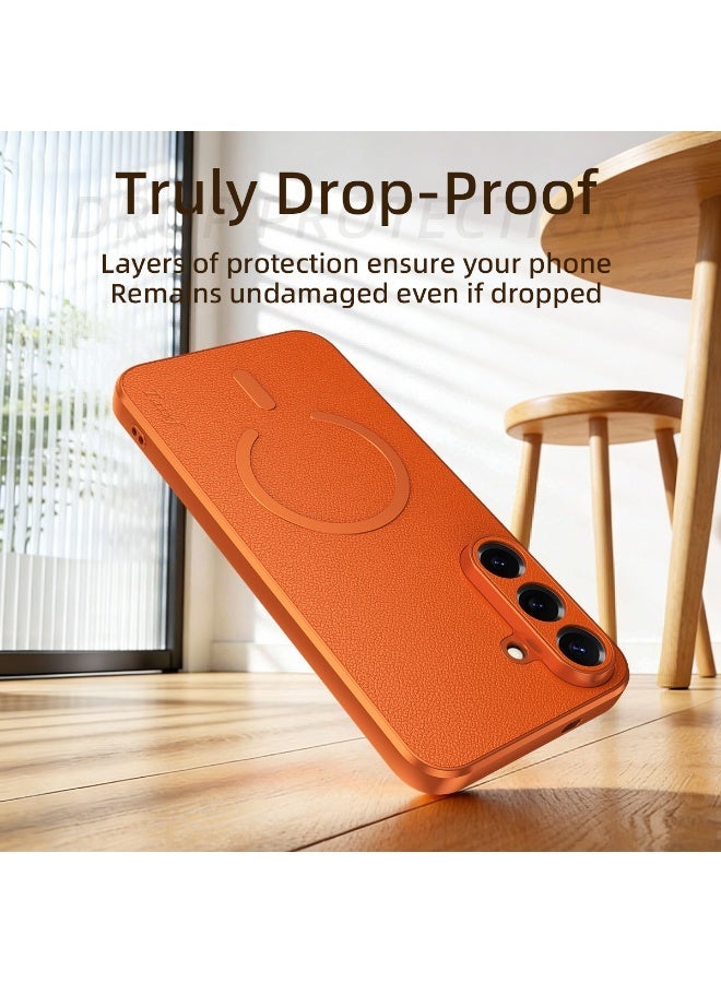 غطاء Samsung Galaxy s26 Plus مغناطيسي بسلسلة Lychee Grain، يدعم MagSafe، مضاد للسقوط - Image 5