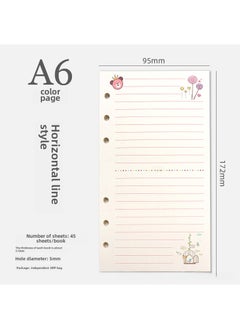 6-Hole A5/A6 Colorful Blank Dot Grid Planner Refill A6 horizontal line