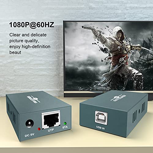 GREATHTEK USB Extender Over Ethernet RJ45 LAN Extension, with 4 USB 2.0 Ports, Transmit 50m/165ft Over Ethernet Cat5/5e/6/7, Support Power Over Cable, Play and Plug, No Driver Required - Image 4