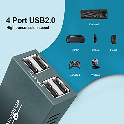 GREATHTEK USB Extender Over Ethernet RJ45 LAN Extension, with 4 USB 2.0 Ports, Transmit 50m/165ft Over Ethernet Cat5/5e/6/7, Support Power Over Cable, Play and Plug, No Driver Required - Image 2