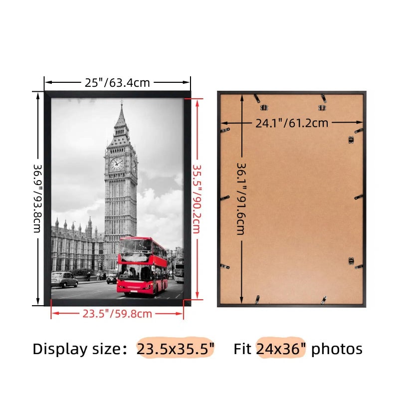 Giftgarden 24x36 Poster Frame Black, 36x24 Metal Picture Frame for Wall Display, 1 Pack - Image 3