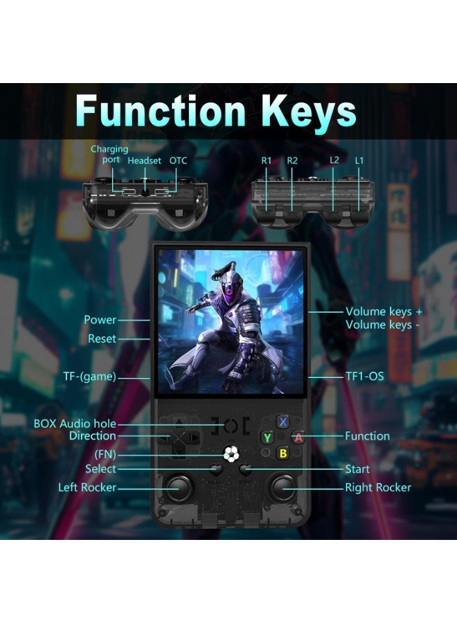 JAJEEK R36MAX Retro Handheld Game Console 4.0 Inch IPS Screen, Linux System Portable Gaming Device with 64GB TF Card, Large Built-In Game Library, 4000mAh Battery, Black - Image 5