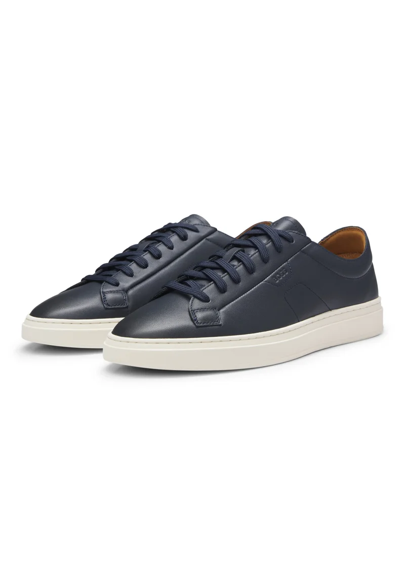 BOSS Low-top trainers in leather with embossed logo