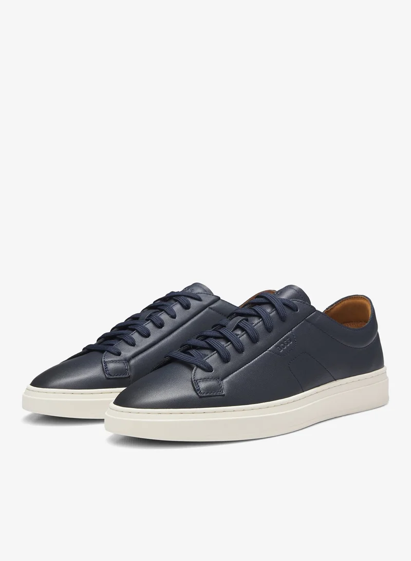 BOSS Low-top trainers in leather with embossed logo