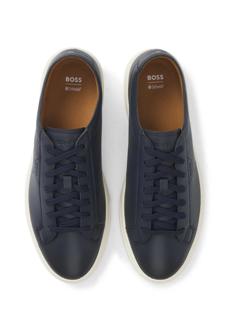 BOSS Low-top trainers in leather with embossed logo