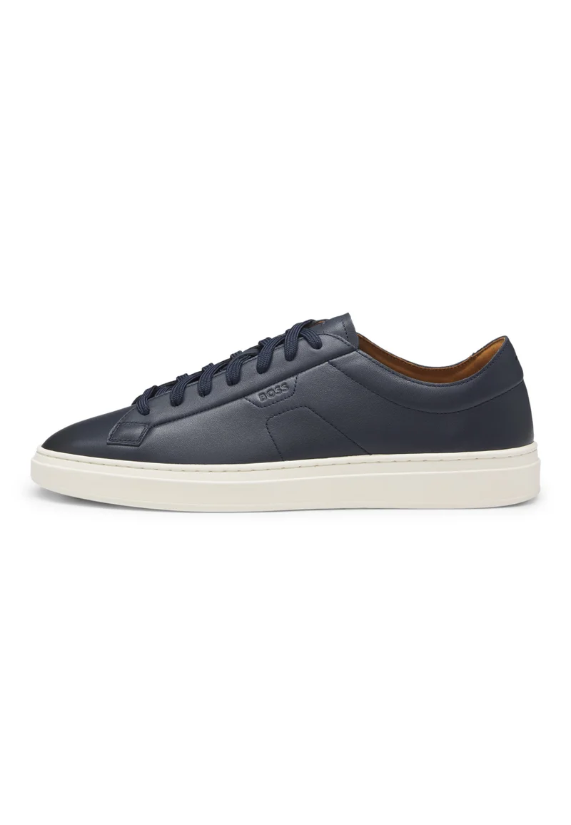 BOSS Low-top trainers in leather with embossed logo