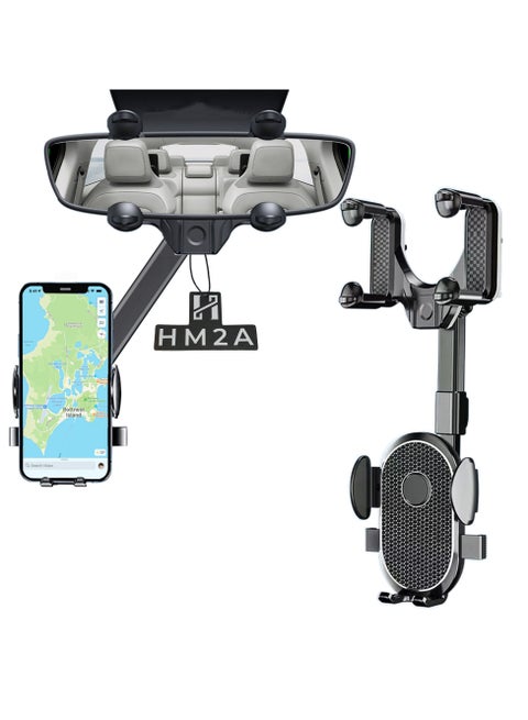 Mobile Holder For Car Mirror , Phone Holder For Car Adjustable 360°, Car Phone Holder GPS Phone Holder Car Suitable for iPhone, Samsung and Most Phones 4 to 7"
