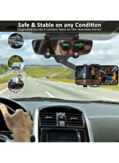 HM2A Mobile Holder For Car Mirror , Phone Holder For Car Adjustable 360°, Car Phone Holder GPS Phone Holder Car Suitable for iPhone, Samsung and Most Phones 4 to 7"  - Image 2