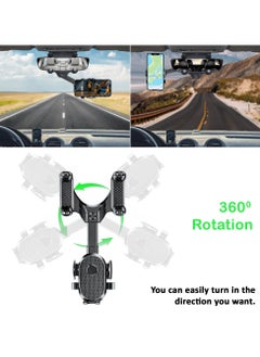 HM2A Mobile Holder For Car Mirror , Phone Holder For Car Adjustable 360°, Car Phone Holder GPS Phone Holder Car Suitable for iPhone, Samsung and Most Phones 4 to 7"  - Image 5
