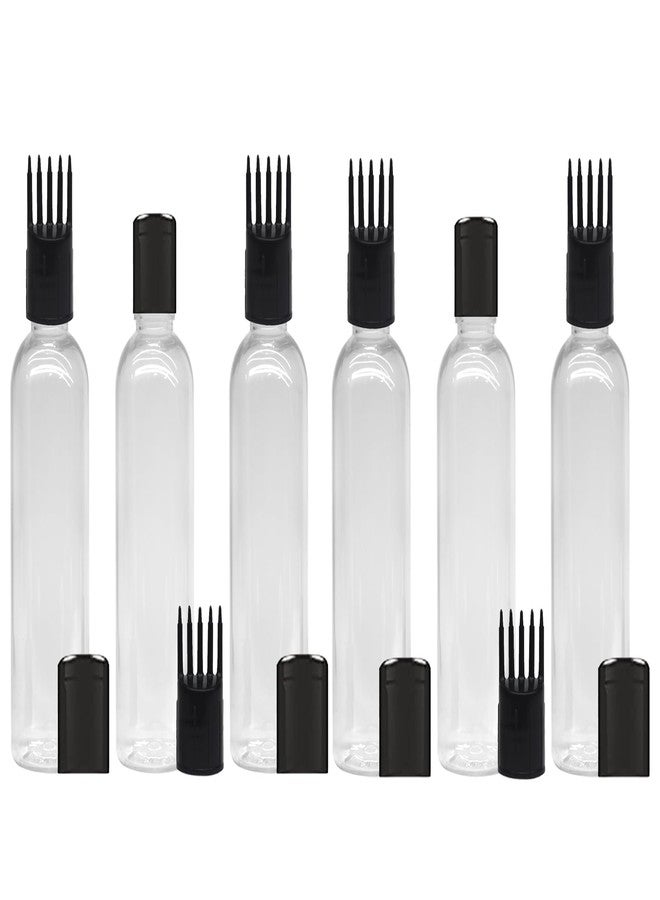 MADHYA Hair Root Applicator Bottle For Applying Hair Oil Shampoo and Medicine, Oil Applicator Bottle For Scalp and Body, 100ml Applicator Hair Root Bottle, Transparent Bottle, Black Cap, Pack of 6 - Image 1