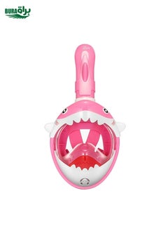 Cartoon Kids Full Dry Diving Mask Swimming Anti-Fog Snorkeling Mask, Size: XS(Shark Pink)