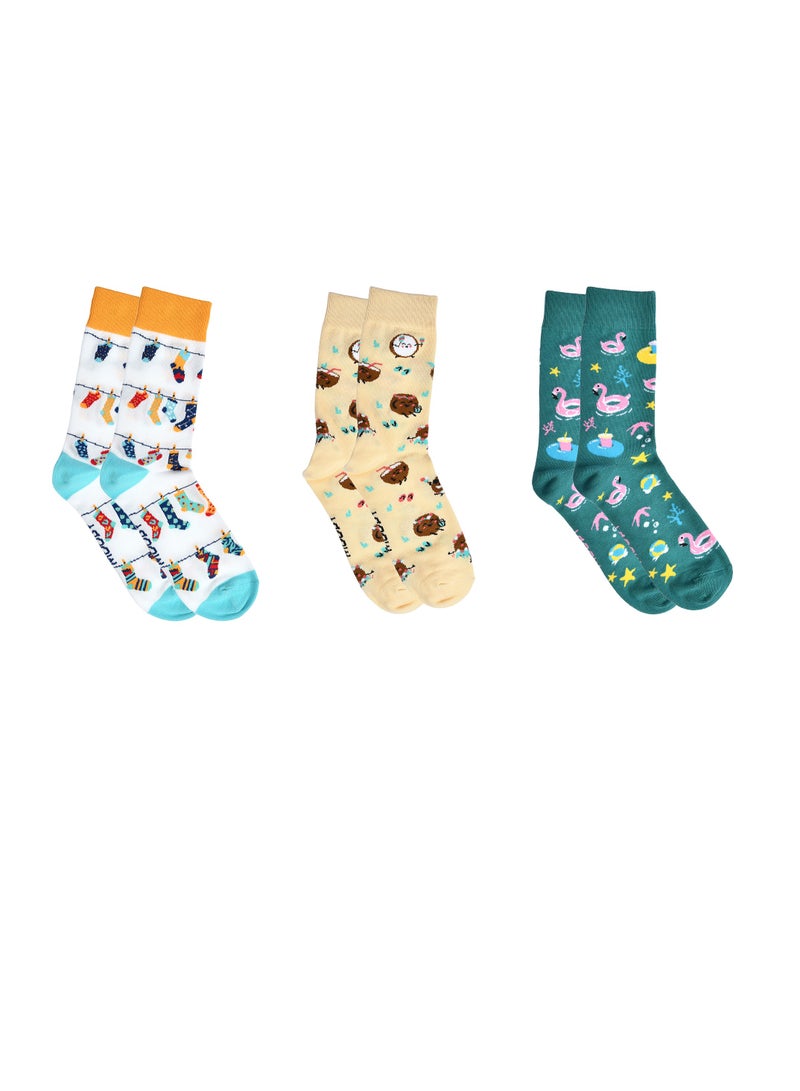 MOODY SOCKS Moody's Men Weheart Socks MF-7306-P3 Soft Cotton Crew Socks (Pack of 3, Mixed Colors) 40-45 (EU).  - Image 1