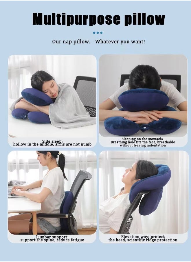 Generic - Office Comfortable Pillow Breathable Neck Support Nap Pillow,School Classroom Office Airplane Soft Afternoon Desk Multifunction Memory Foam Nap Pillow For Sleeping, Desk Chair Neck Back Support Multifunction Memory Foam Nap Pillow - Image 1