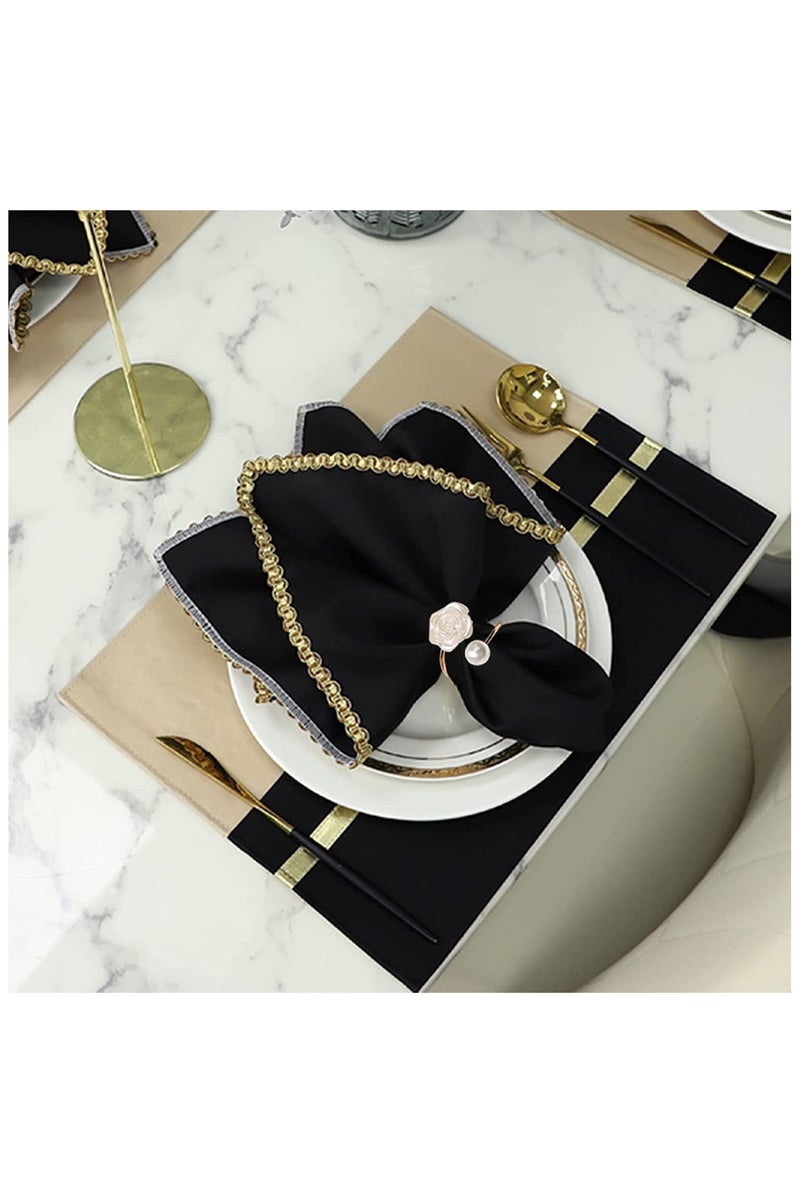 ١٠ حلقات منديل بأناقة اللؤلؤ والوردة البيضاء، حاملات منديل طاولة طعام كلاسيكية مصنوعة من ورق بتصميم عتيق، لديكورات مائدة منزلية وحفلات زفاف وعيد الحب. - Image 3