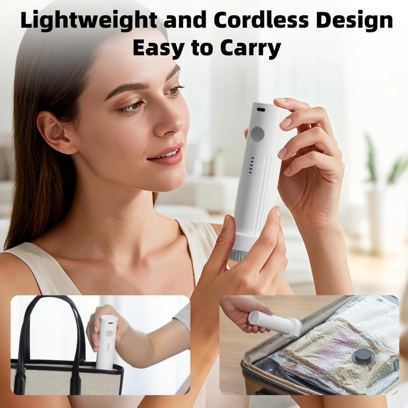 Lullaxx Electric Vacuum Pump Air Pump For Most Vacuum Storage Bags, Wireless Vacumm Pump Suitable For Space Saver Bags, Portable Rechargeable Type-C, Can Vacuum Out-of-season Clothing, Quilts - Image 4