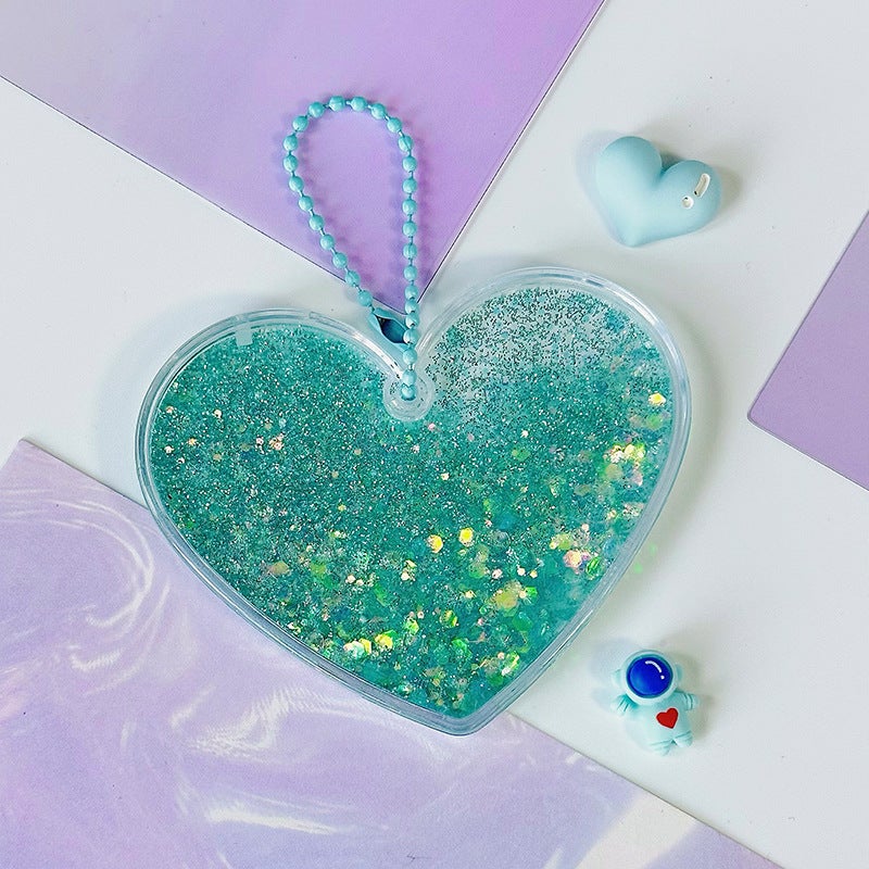 Large Quicksand Guka Brick Acrylic Keychain Green [love] with bead chain 