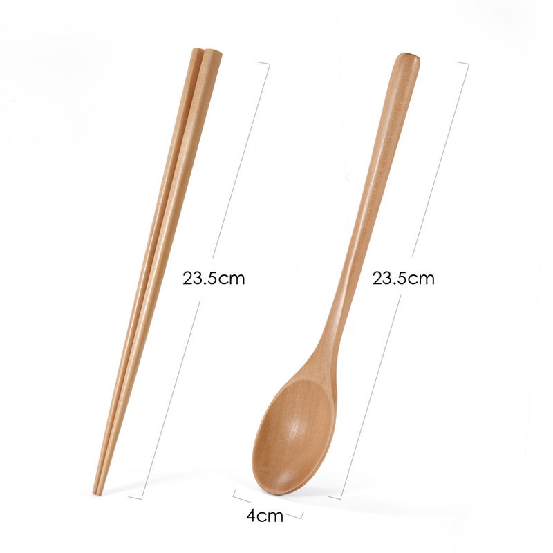 Creative Wooden Chopsticks Spoon Two-Piece Set Student Office Student Korean-Style Spoon Chopsticks Portable Outdoor Tableware Chopsticks Set - Image 1