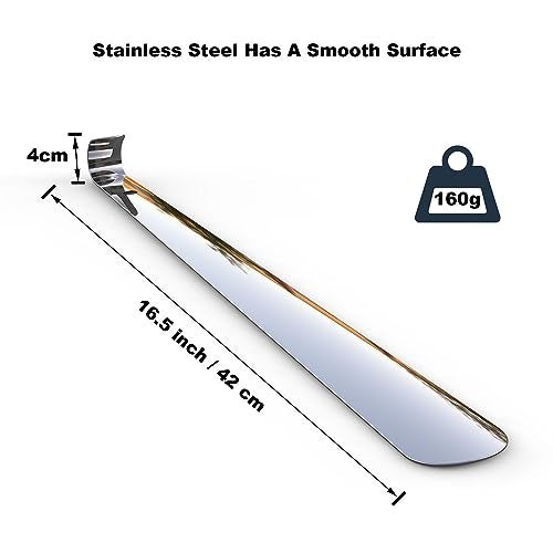 Harniruco Shoe Horn Long Handle Metal - Shoe Horn for Men Women Kids Seniors,16.5" Long Shoe Horns for Boots,or Extra Long Shoe Horns - Image 2