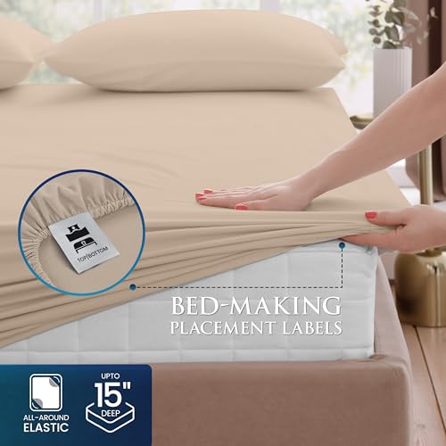 Utopia Bedding Queen Sheet Set - Brushed Microfiber - Soft Bed Sheets for Queen Size Bed Set - Includes 1 Fitted, 1 Flat, & 2 Pillow Cases - Deep Pocket (Beige) - Image 3
