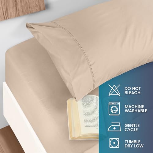 Utopia Bedding Queen Sheet Set - Brushed Microfiber - Soft Bed Sheets for Queen Size Bed Set - Includes 1 Fitted, 1 Flat, & 2 Pillow Cases - Deep Pocket (Beige) - Image 5