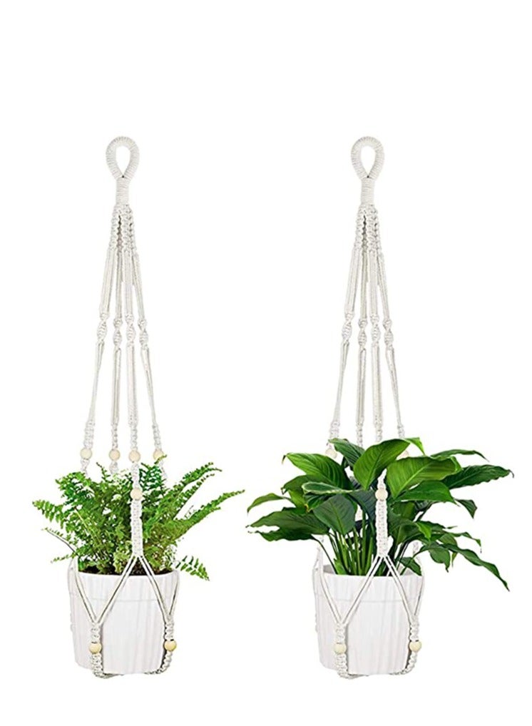 SYOSI Macrame Plant Hangers Indoor Outdoor Handmade Hanging Basket Planter Flower Pot Holder Boho Style Decorative Cotton Rope with Beads for Home Porch Balcony Indoor Outdoor Wall Home Decor