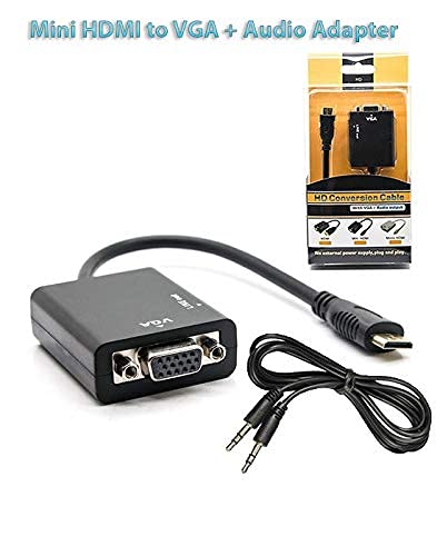 CABLESETC Mini HDMI to VGA Converter Adapter Cable with Audio Out Support for Tablets Mobiles Camcorders - Image 3