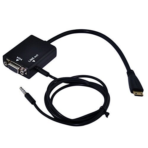 CABLESETC Mini HDMI to VGA Converter Adapter Cable with Audio Out Support for Tablets Mobiles Camcorders - Image 1