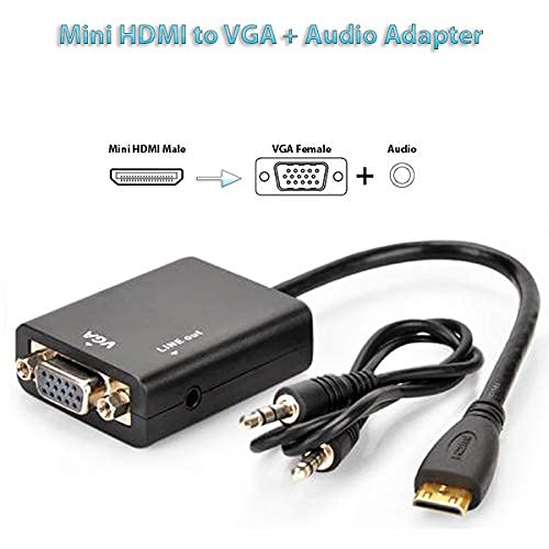 CABLESETC Mini HDMI to VGA Converter Adapter Cable with Audio Out Support for Tablets Mobiles Camcorders - Image 4