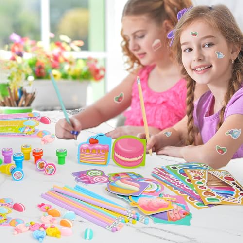 BenLouis 96Pcs Candyland Party Favors Ice Cream Donut Mini Notebook Stampers School Stationery Bulk for Kids Lollipop Sweet Treats Birthday Goodie Bags Pinata Filler Classroom Prizes Supplies - Image 5