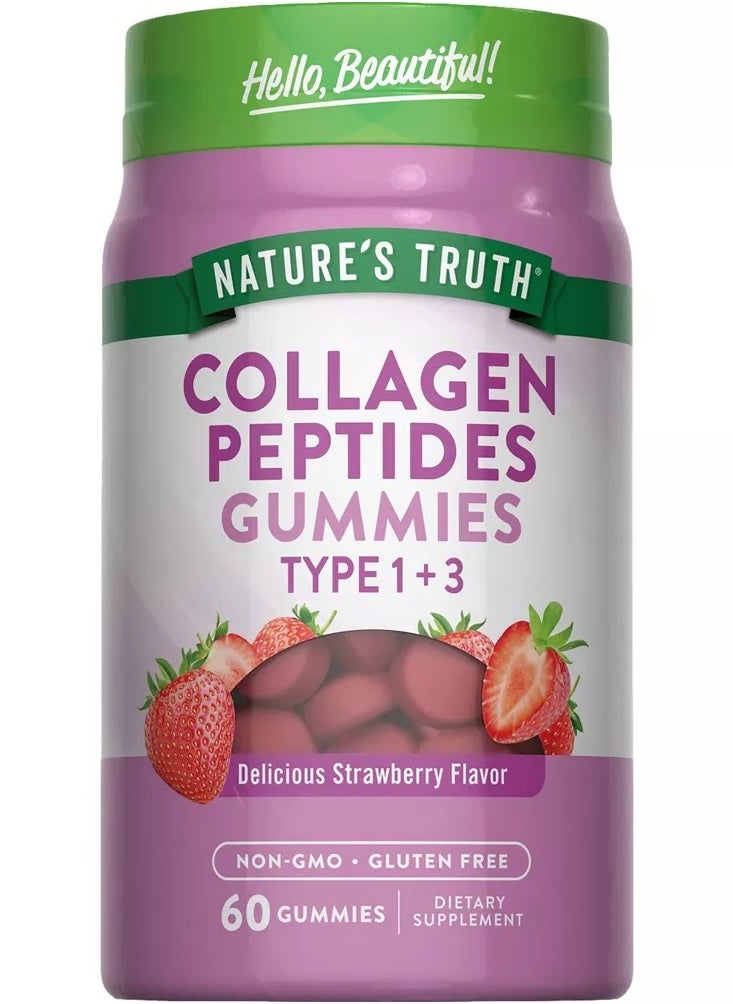 Nature's Truth Nature's Truth, Beauty Collagen Gummies, Types 1 + 3, Natural Strawberry, 60 Gummies  - Image 1