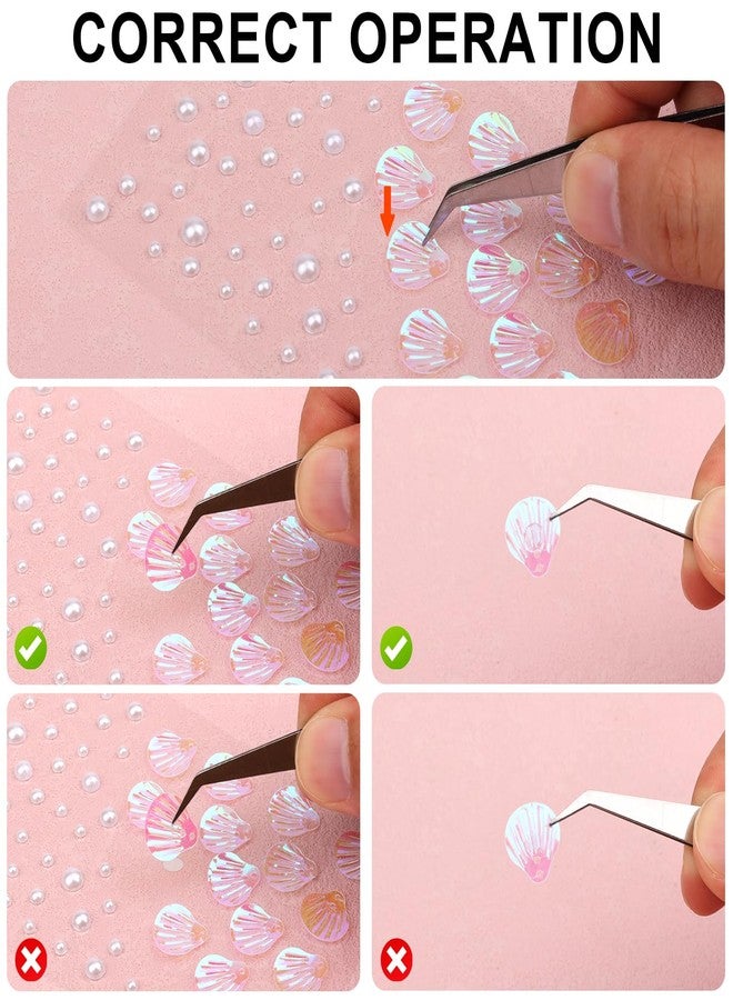 XIHIRCD 3/4/5/6 mm 61pcs Face Gems Stickers, with Pearl Round Diamond Jewels Diamonds Gemstones Stickers Festival Pink Shells Makeup Face Rhinestones Decorations for Crafts Nails - Image 4