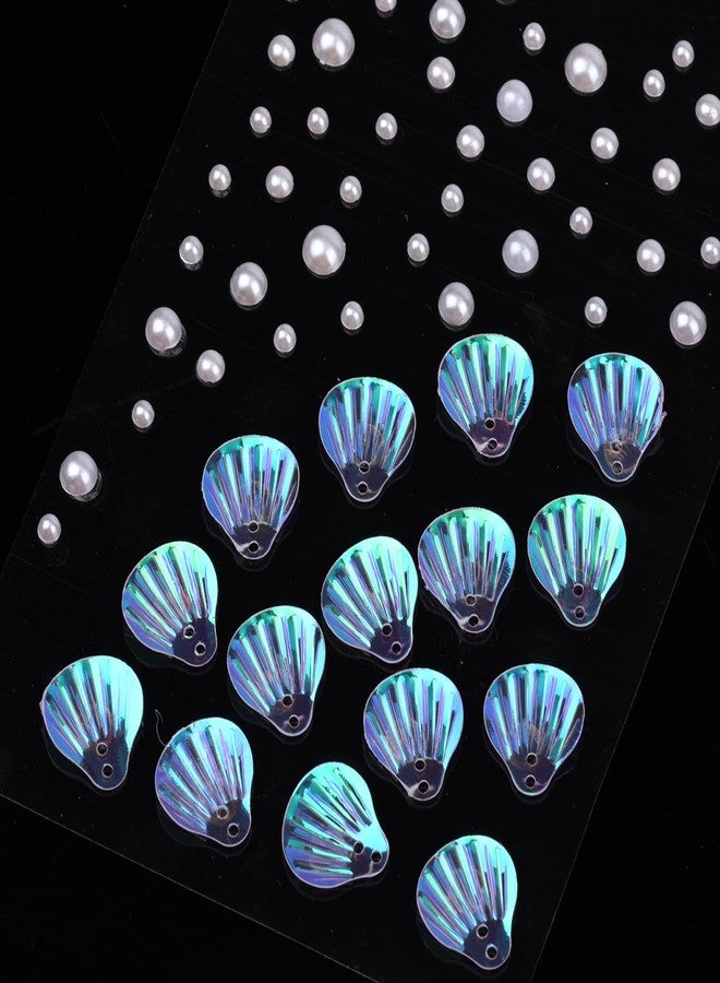 XIHIRCD 3/4/5/6 mm 61pcs Face Gems Stickers, with Pearl Round Diamond Jewels Diamonds Gemstones Stickers Festival Pink Shells Makeup Face Rhinestones Decorations for Crafts Nails - Image 3