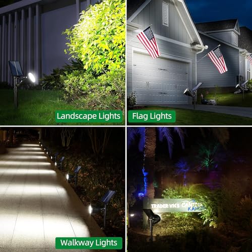 JSOT 600 LM Solar Spotlights Outdoor for Garden,IP65 Waterproof Solar Spot Lights Landscape Lighting for Walkway Wall Garden Backyard Path Pathway Driveway 18LED Beads Cool White 4 Pack - Image 2