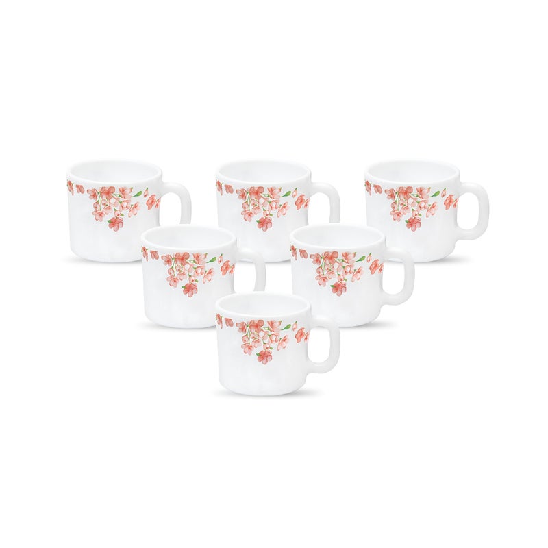 La Opala Diva, Opal Glass Crockery | Coffee Cup Cylinder, Set of 6 | Aster Pink, 120 ml | for Tea & Coffee | Microwave Safe | 100% Vegetarian | Toughened Extra Strong | Super Light | Super White - Image 5