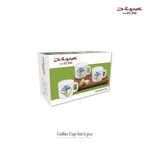 La Opala Diva, Opal Glass Crockery | Coffee Cup Cylinder, Set of 6 | Aster Pink, 120 ml | for Tea & Coffee | Microwave Safe | 100% Vegetarian | Toughened Extra Strong | Super Light | Super White - Image 4