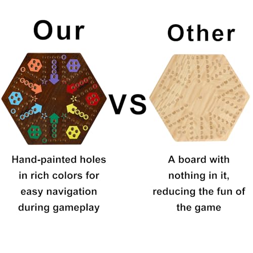 Medikaison Wahoo Marble Board Game 4 and 6 Players 2 Sided Painted Thicken Wood Board Game for Family Friends Party - Image 5