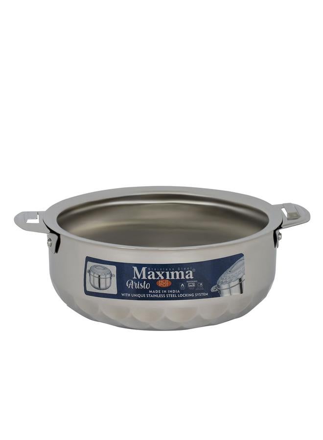 ماكسيما علبة طعام أريستو ستيل 3.5 لتر دائرية فضية - Image 2