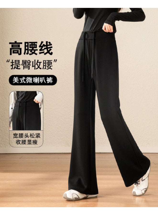Flying in the snow Flared Sport Casual Pants] High-waisted Pants For Autumn And Winter With A Drapey Feel Lifting, Slimming, Non-stick Leg, Sport Casual, Waist-cinching Pants - Image 1