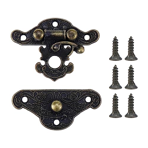 Mcredy Vintage Latch Hasp,Small Size Jewelry Box Antique Buckle Wooden Box Latch Retro Decorative Hasp Latch Buckle,Pack of 5 - Image 2