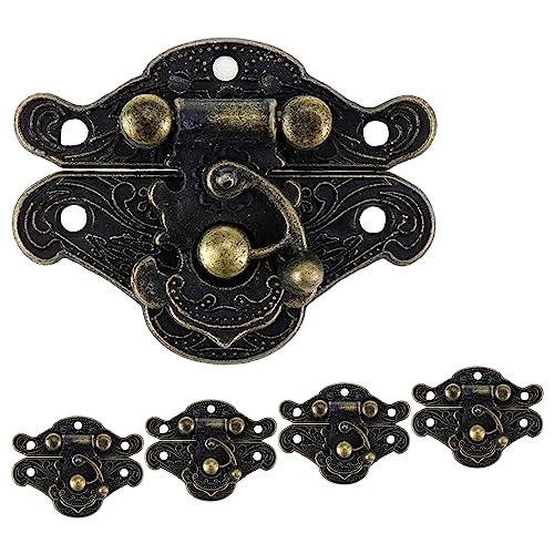 Mcredy Vintage Latch Hasp,Small Size Jewelry Box Antique Buckle Wooden Box Latch Retro Decorative Hasp Latch Buckle,Pack of 5 - Image 1