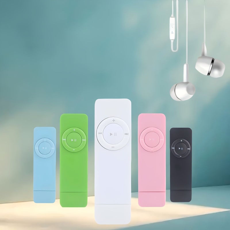 مشغل MP3 على شكل فلاشة USB، مشغل موسيقى صوتي محمول مع حزام رقبة وسماعة 3.5 مم، مشغل موسيقى WMA قابل لإعادة الشحن، باللون الأزرق - Image 1
