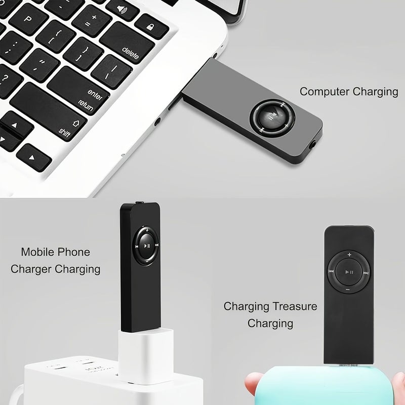 مشغل MP3 على شكل فلاشة USB، مشغل موسيقى صوتي محمول مع حزام رقبة وسماعة 3.5 مم، مشغل موسيقى WMA قابل لإعادة الشحن، باللون الأزرق - Image 5
