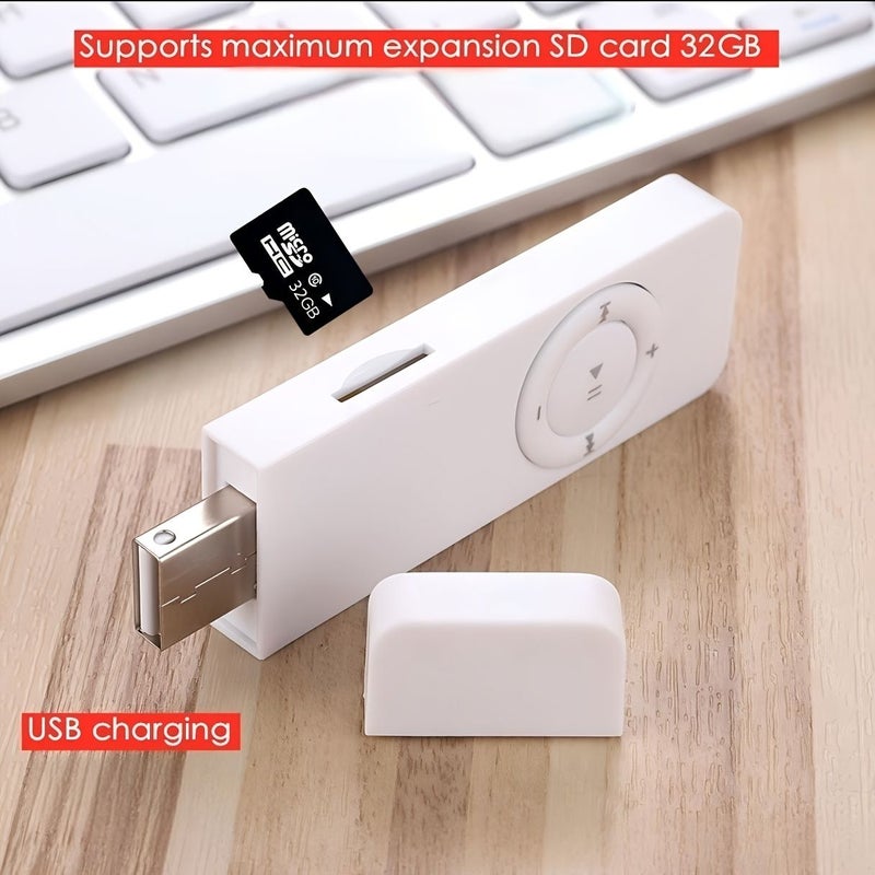 مشغل MP3 على شكل فلاشة USB، مشغل موسيقى صوتي محمول مع حزام رقبة وسماعة 3.5 مم، مشغل موسيقى WMA قابل لإعادة الشحن، باللون الأزرق - Image 3