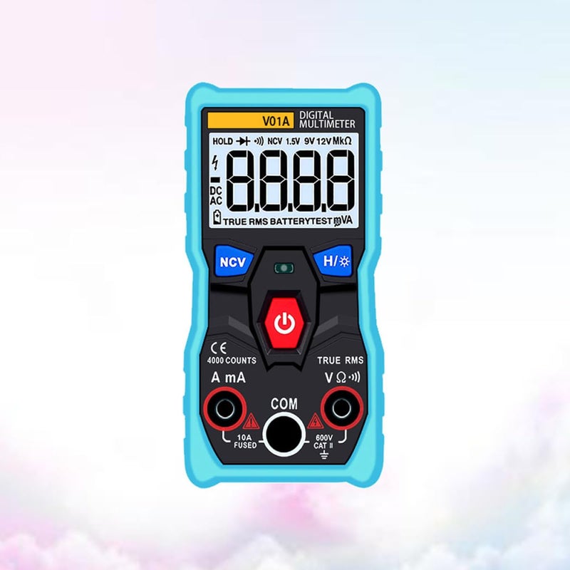 Uonlytech High Accuracy Digital Multimeter Voltmeter with Crocodile Clips Auto-ranging Ampere Capacitance Resistance Tester Lightweight Portable Electrical Measurement Tool Blue - Image 4