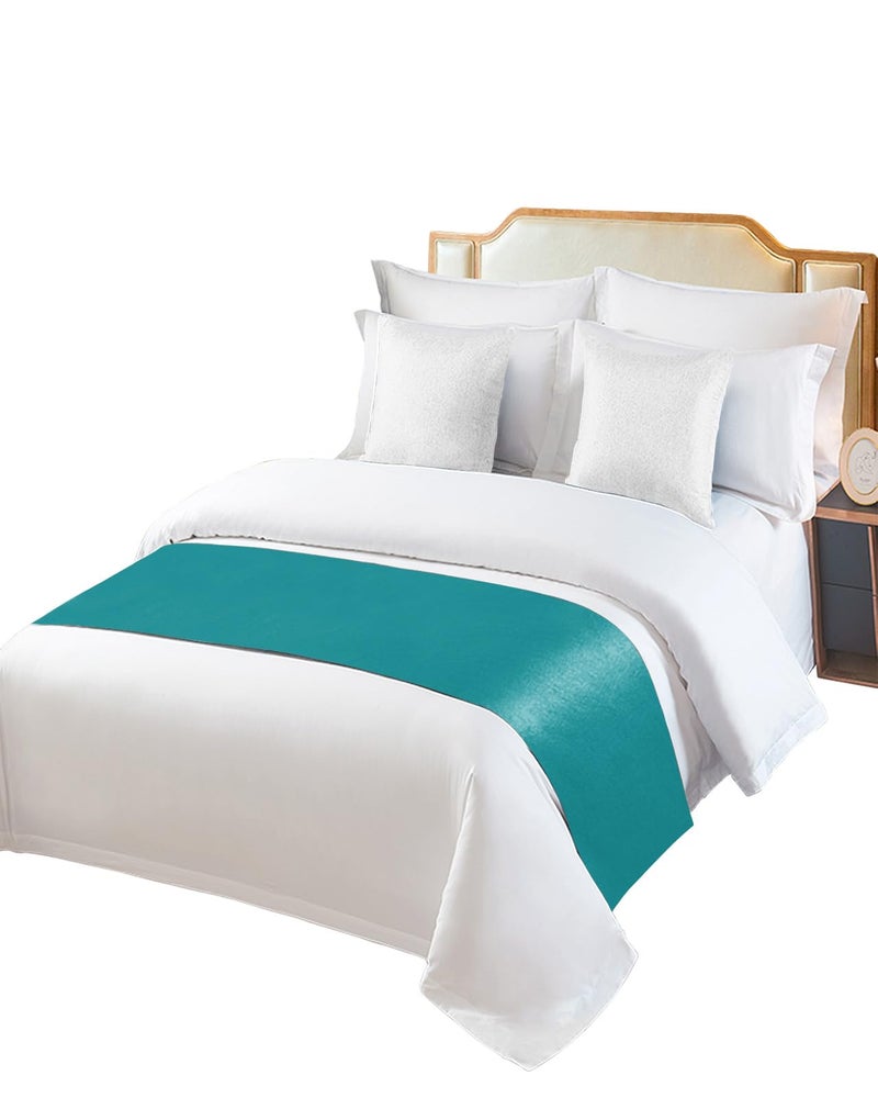 Teal Bed Runner 94x20 Inches for King Bed Modern Decorative Throw Foot of Bed Protector - Image 3